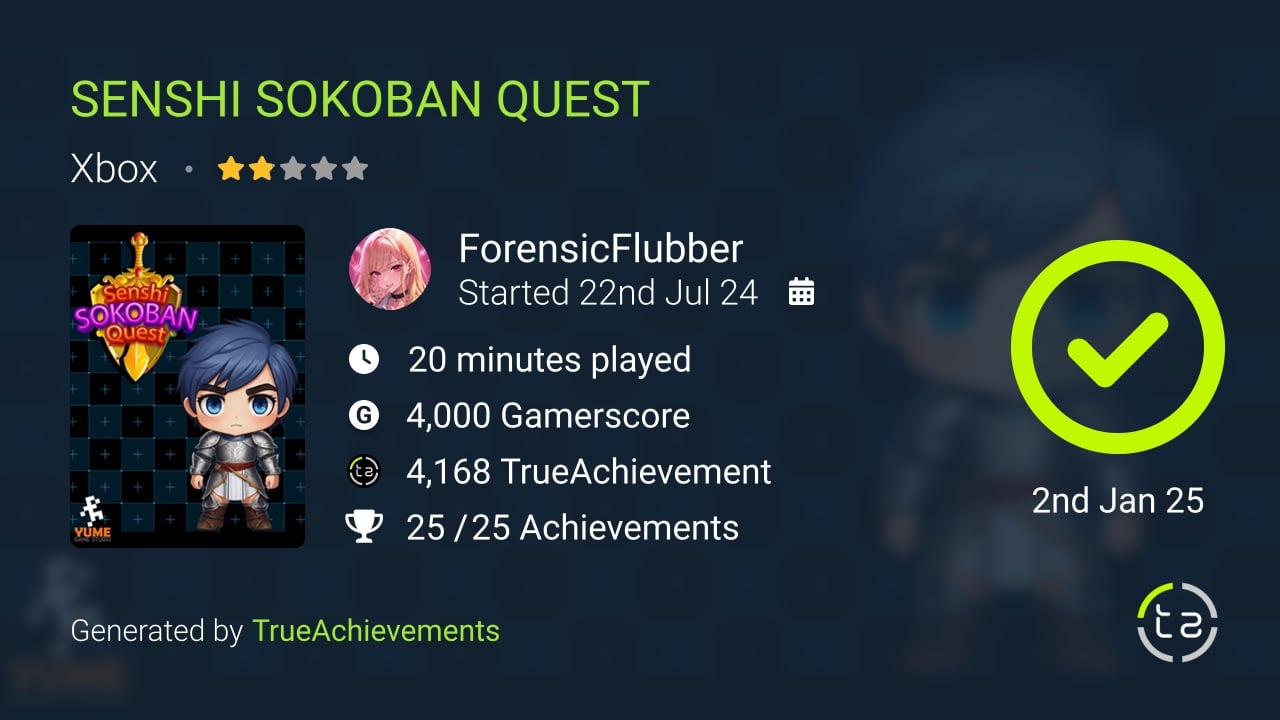 SENSHI SOKOBAN QUEST achievement summary
